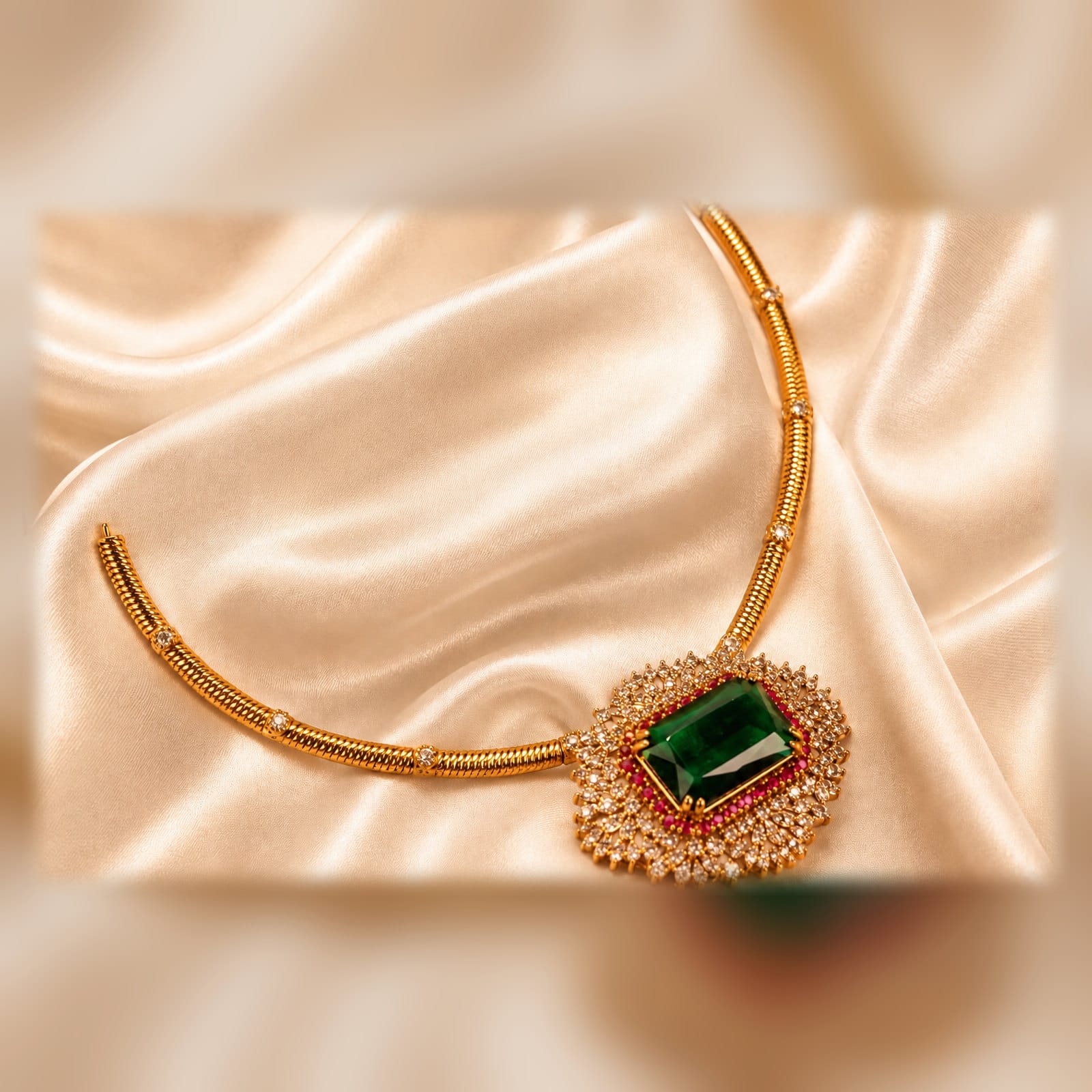 Grand Green Stone Pendant Choker
