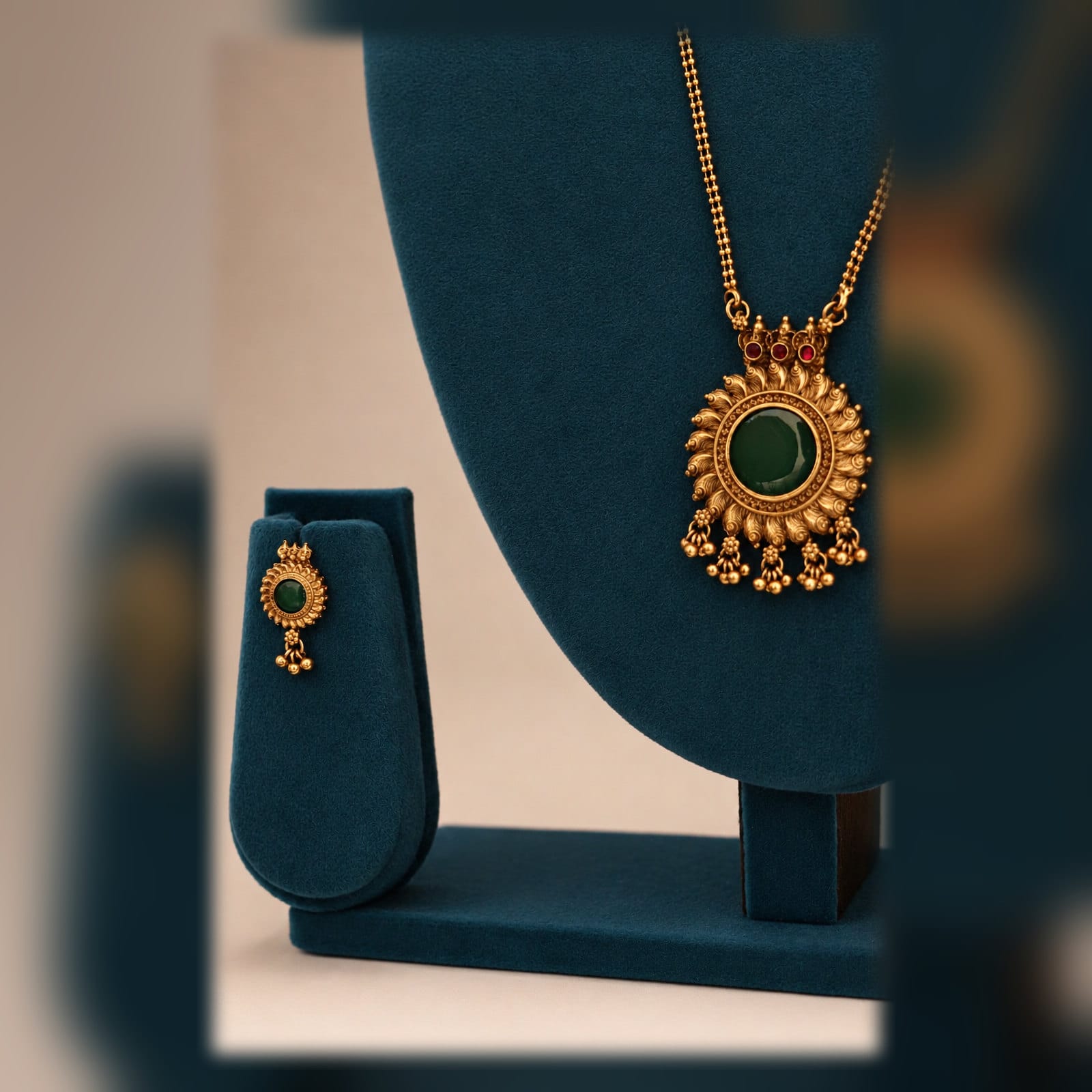 Mid Kerala Style Green Pendant Long – Lakshanam
